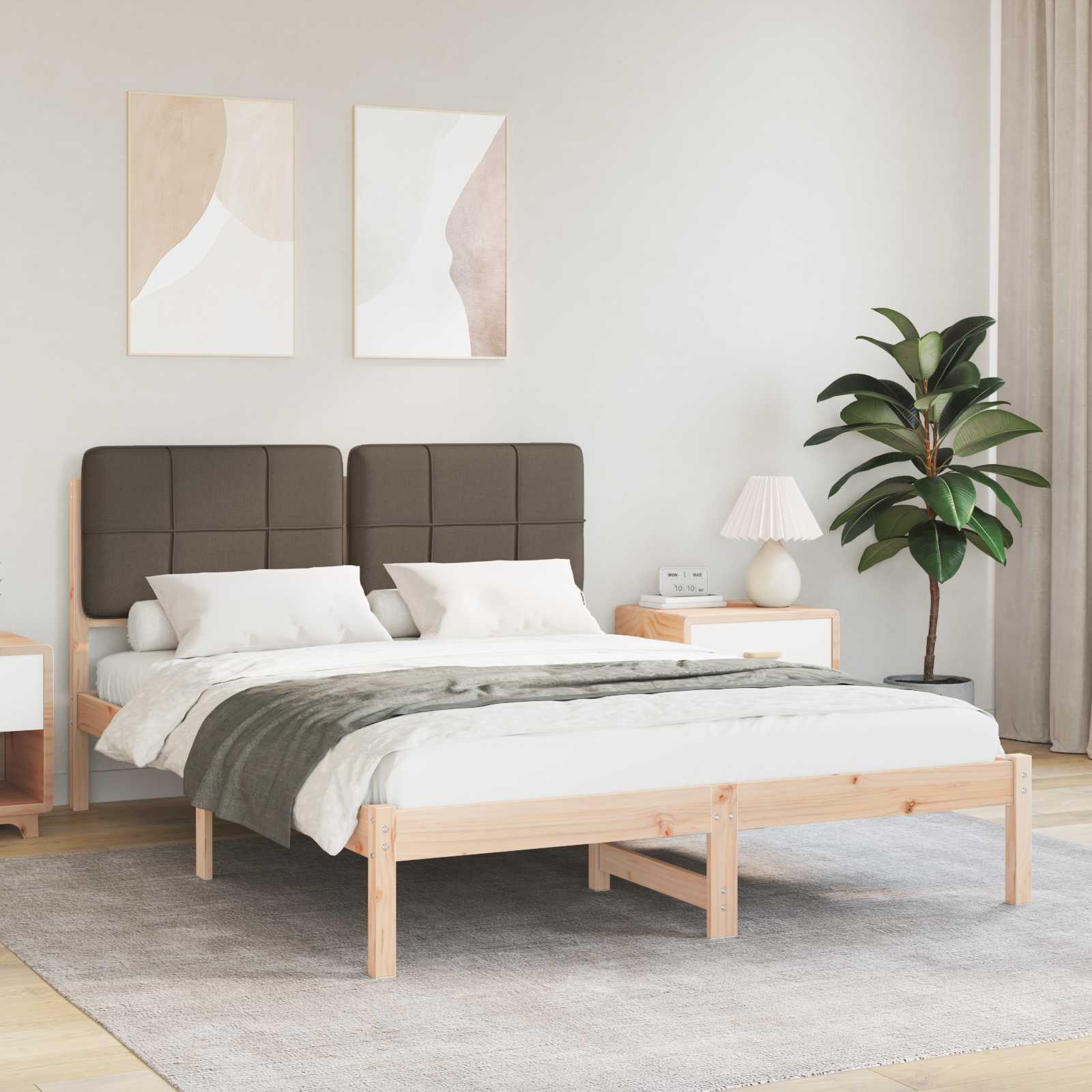 Bettgestell mit gepolstertem Kopfteil Taupe 150 x 200 cm