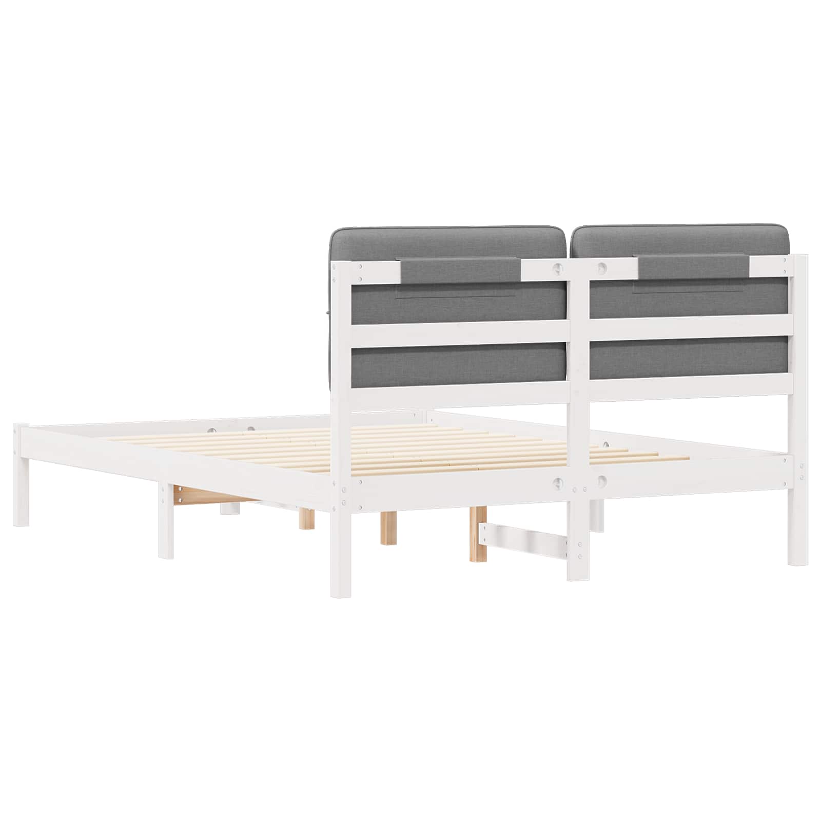 Bettgestell mit gepolstertem Kopfteil Hellgrau 140 x 190 cm