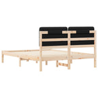 Bettgestell mit gepolstertem Kopfteil Schwarz 135 x 190 cm