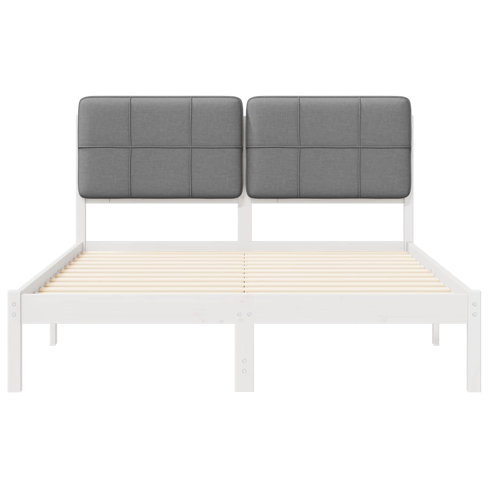 Bettgestell mit gepolstertem Kopfteil Hellgrau 135 x 190 cm