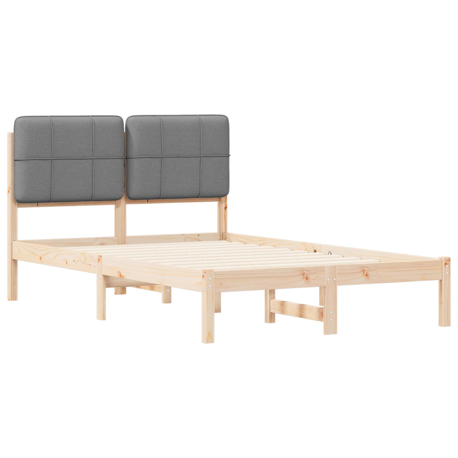 Bettgestell mit gepolstertem Kopfteil Hellgrau 120 x 190 cm