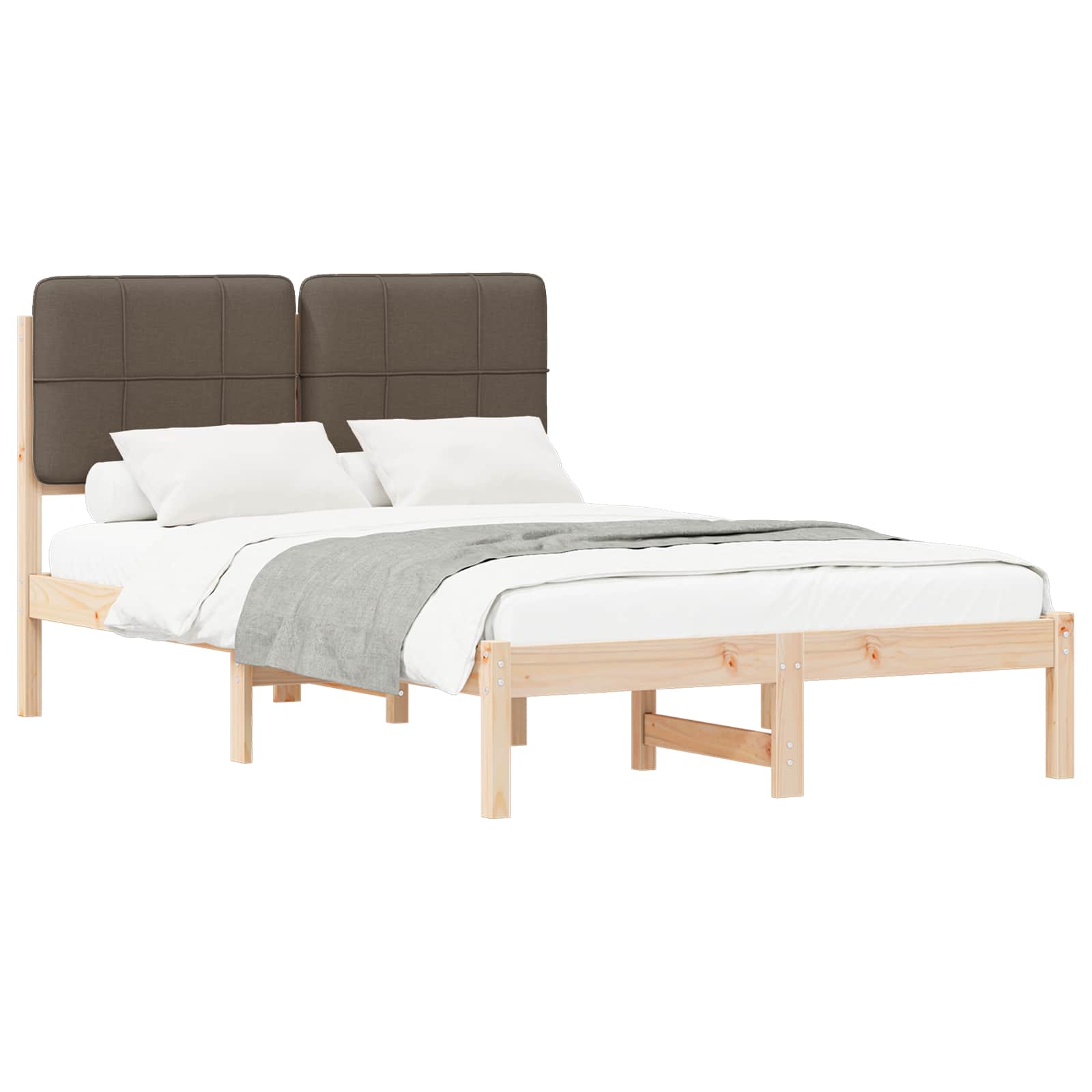 Bettgestell mit gepolstertem Kopfteil Taupe 120 x 190 cm
