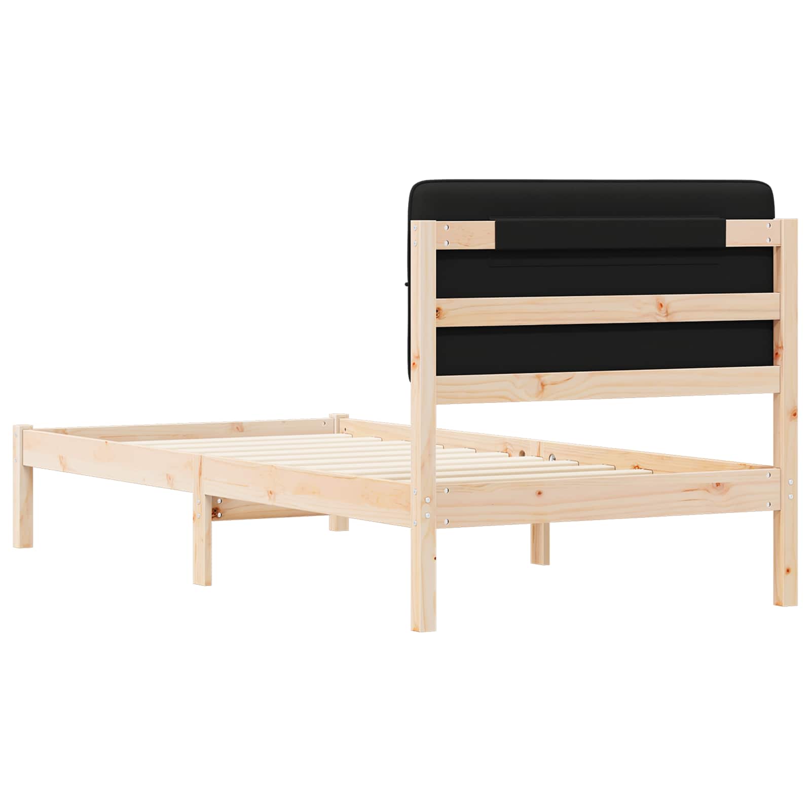 Bettgestell mit gepolstertem Kopfteil Schwarz 100 x 200 cm