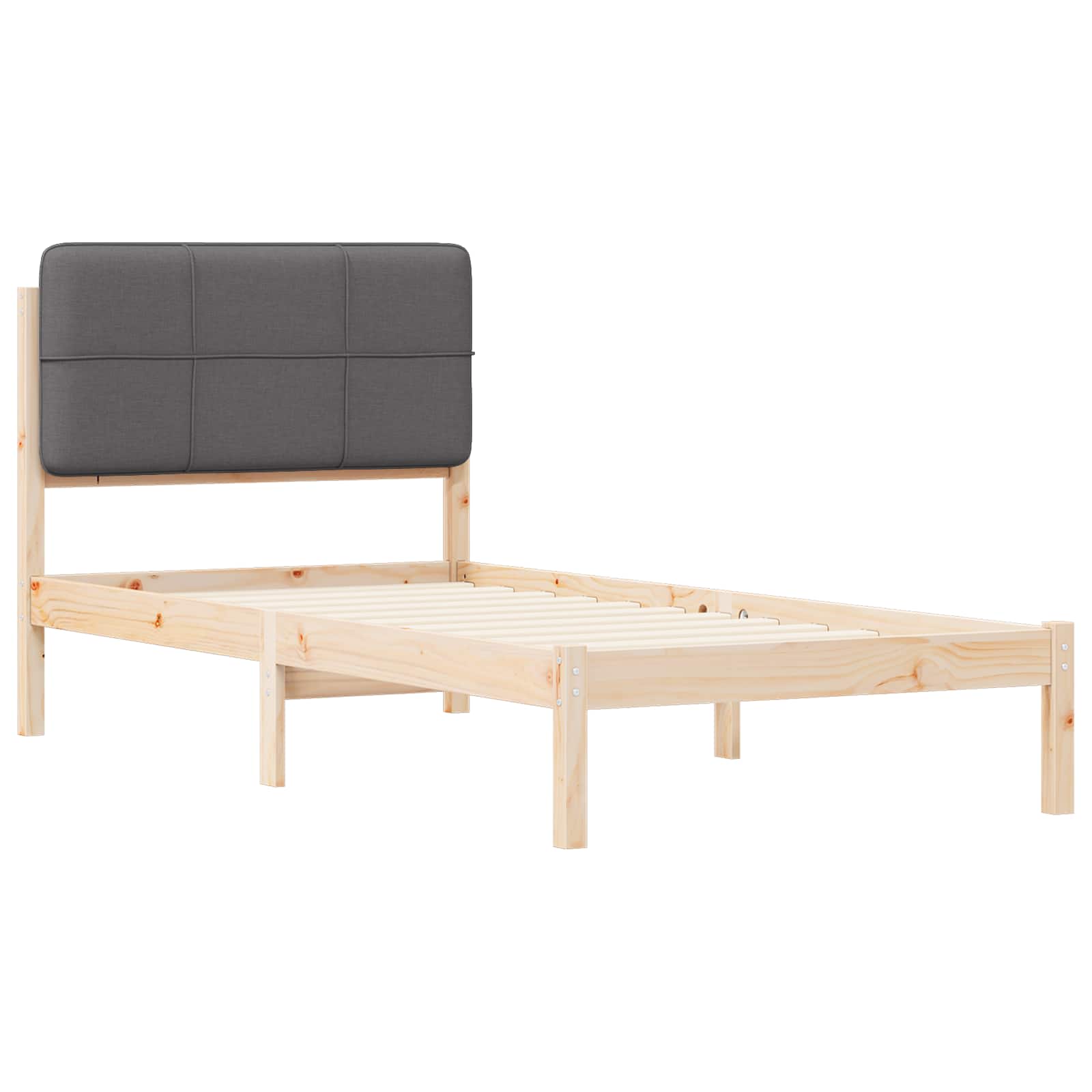 Bettgestell mit gepolstertem Kopfteil Dunkelgrau 90 x 200 cm