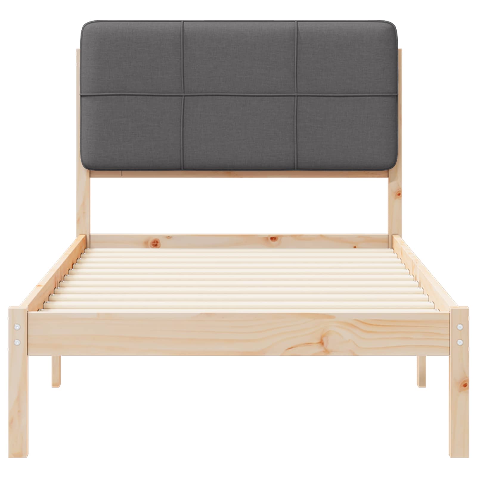 Bettgestell mit gepolstertem Kopfteil Dunkelgrau 80 x 200 cm