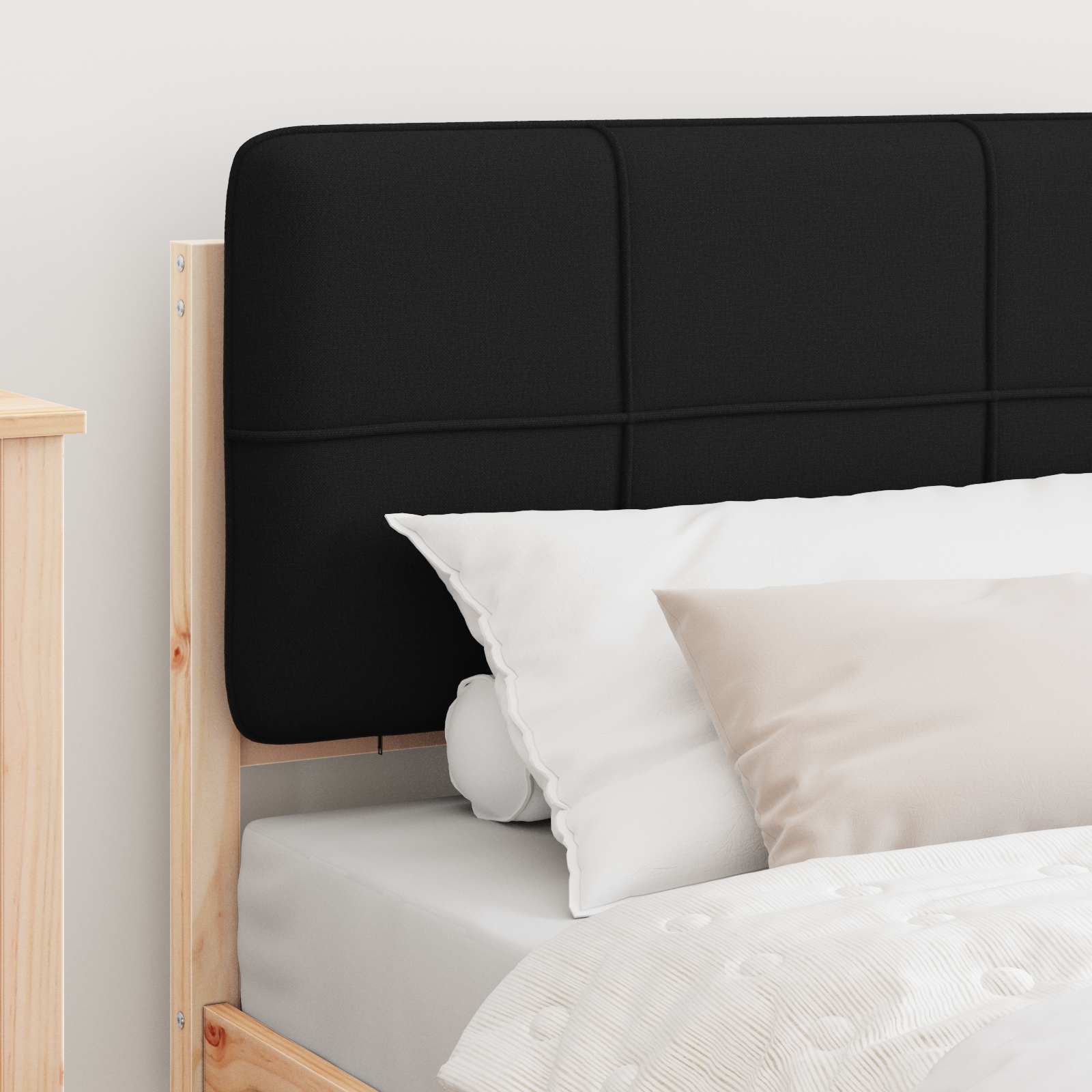 Bettgestell mit gepolstertem Kopfteil Schwarz 80 x 200 cm