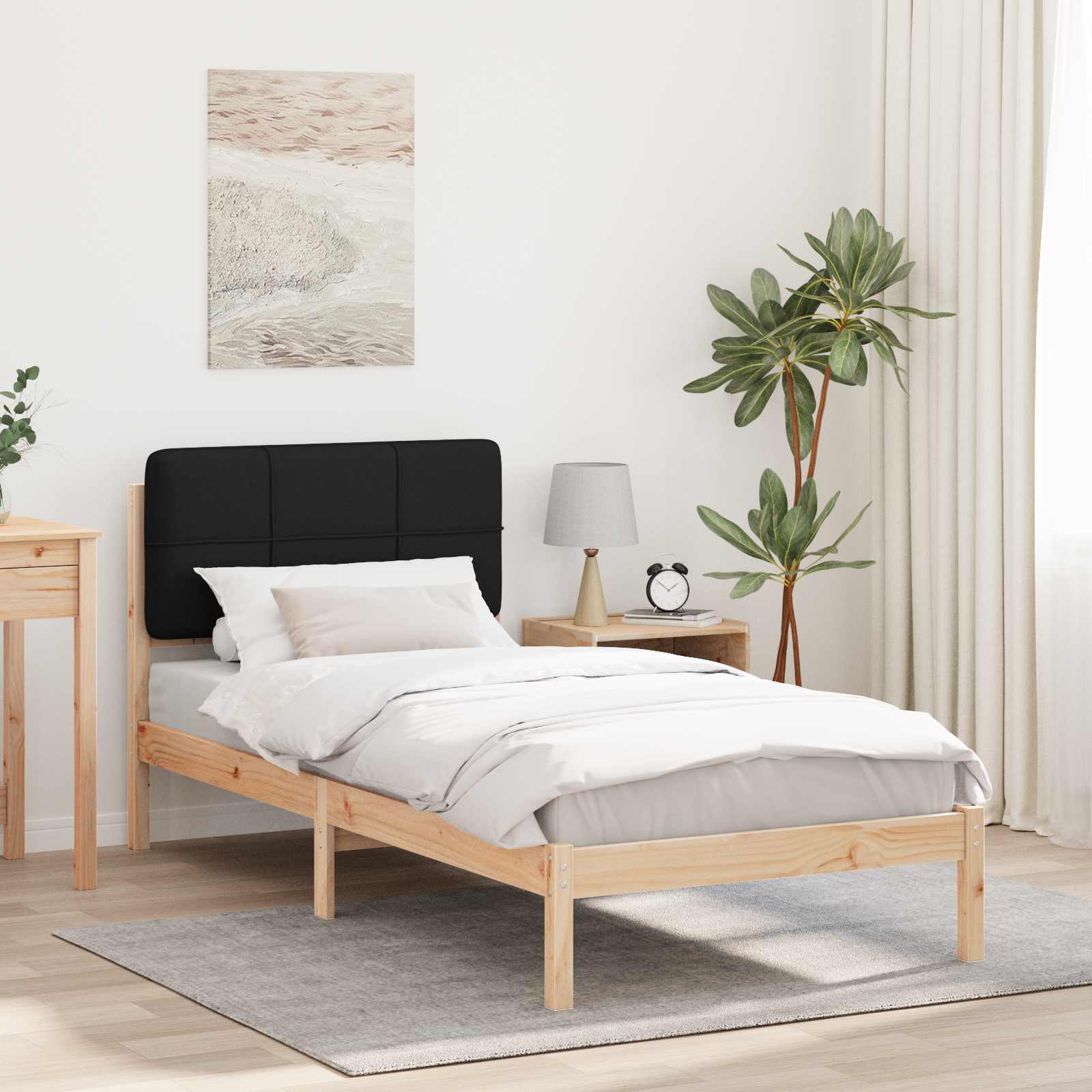 Bettgestell mit gepolstertem Kopfteil Schwarz 80 x 200 cm