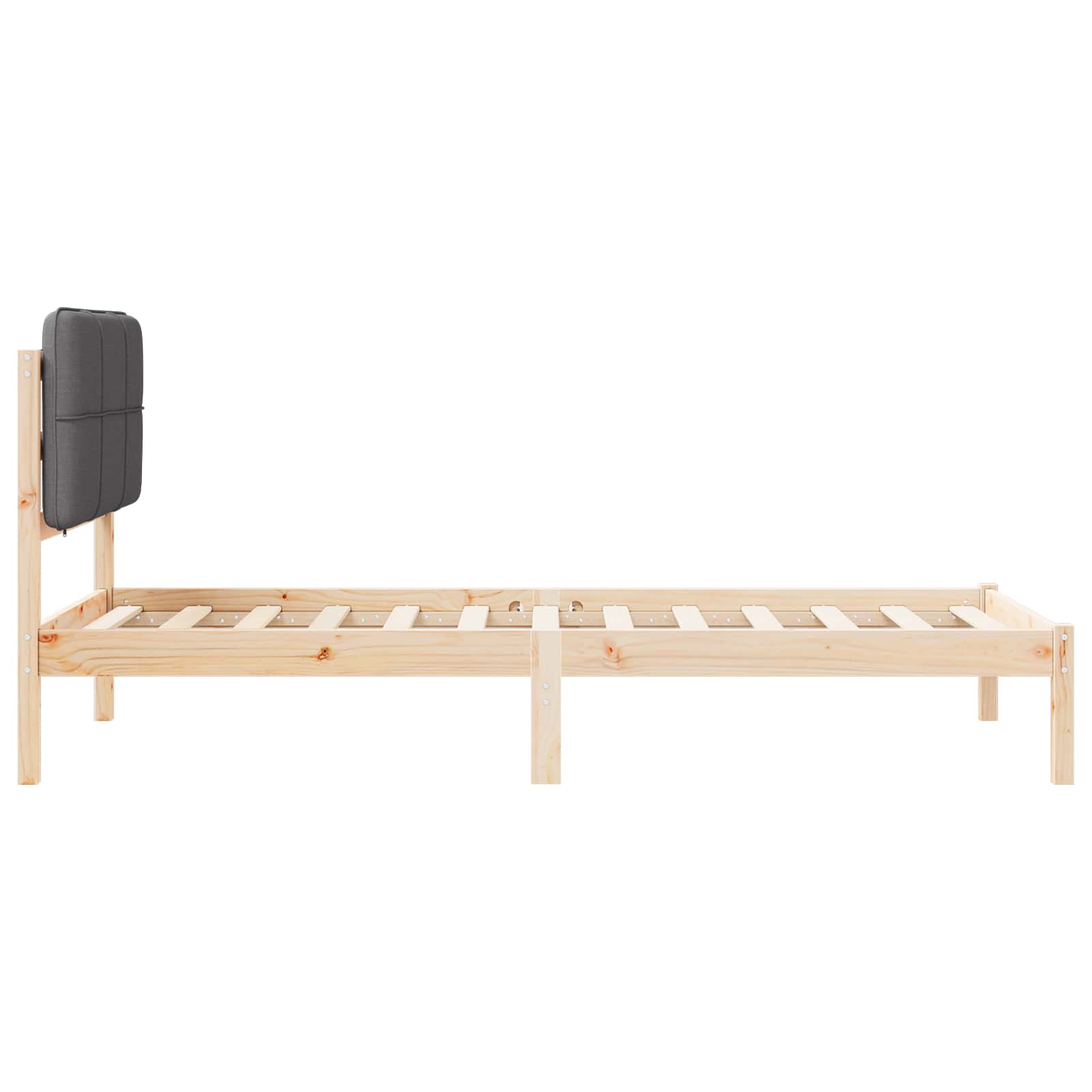 Bettgestell mit gepolstertem Kopfteil Dunkelgrau 90 x 190 cm