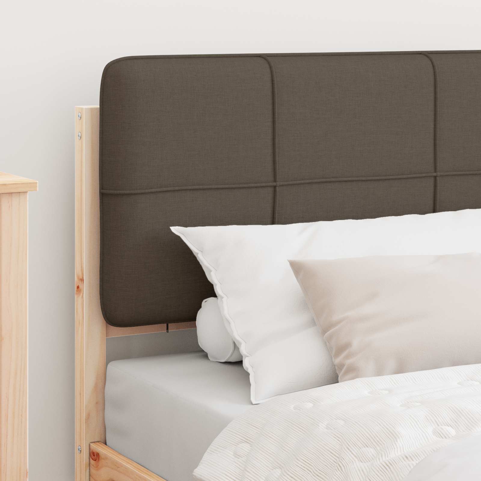 Bettgestell mit gepolstertem Kopfteil Taupe 90 x 190 cm