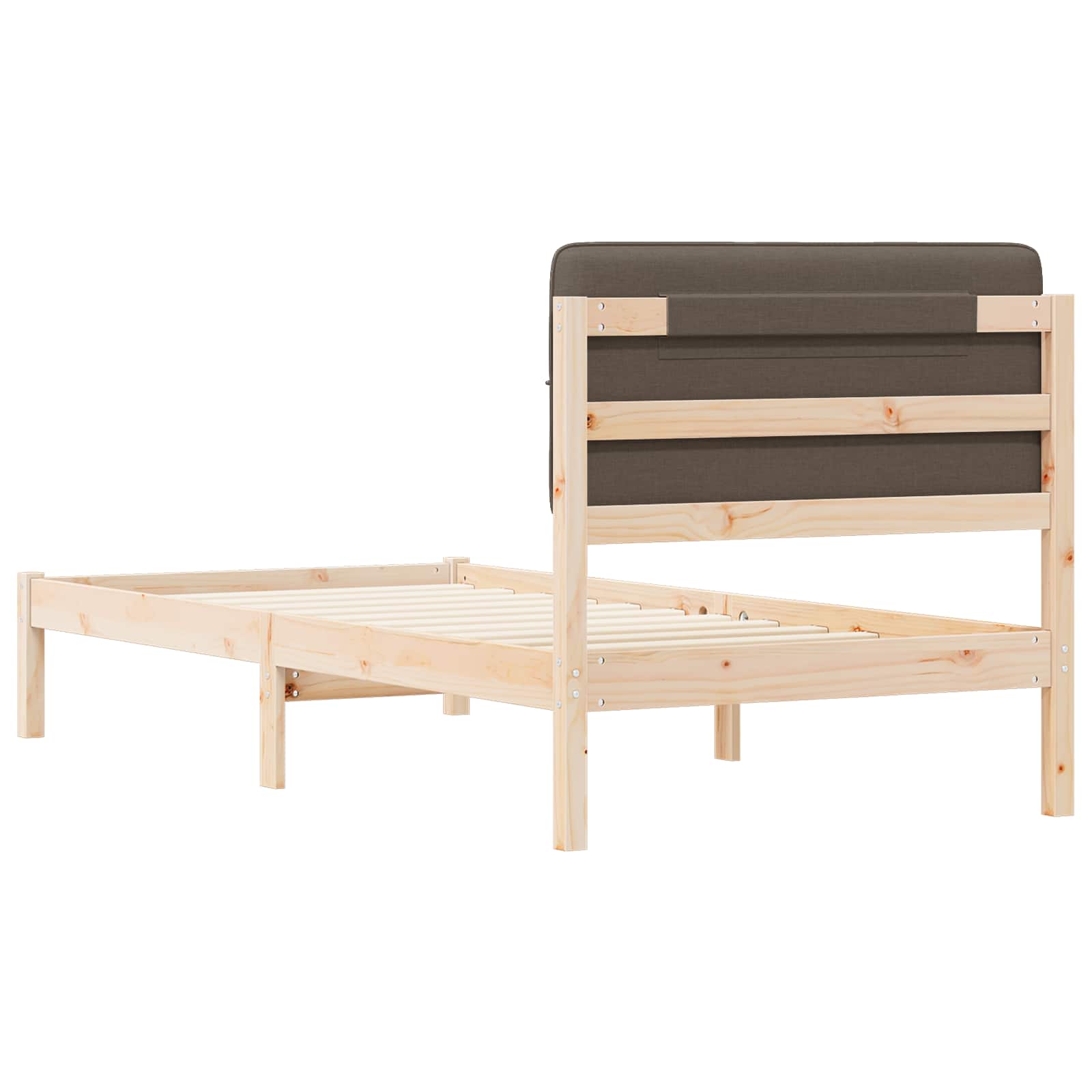 Bettgestell mit gepolstertem Kopfteil Taupe 75 x 190 cm