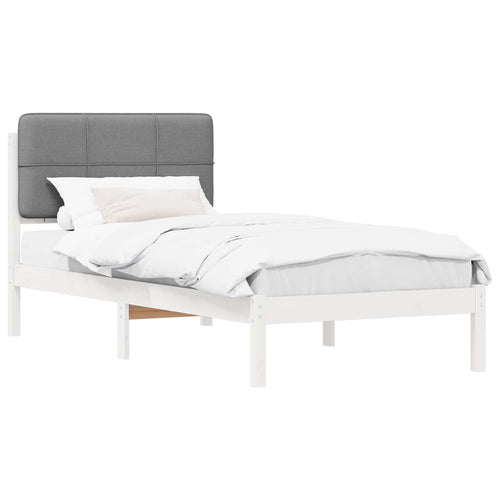 Bettgestell mit gepolstertem Kopfteil Hellgrau 75 x 190 cm