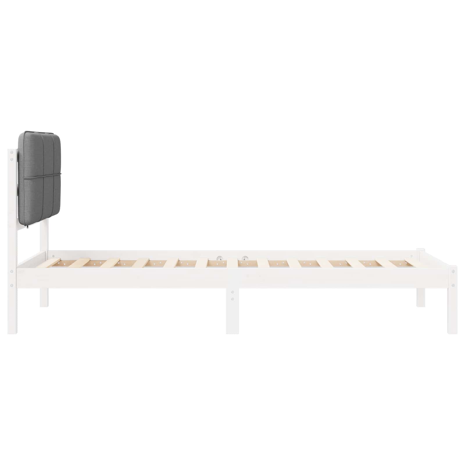 Bettgestell mit gepolstertem Kopfteil Hellgrau 75 x 190 cm