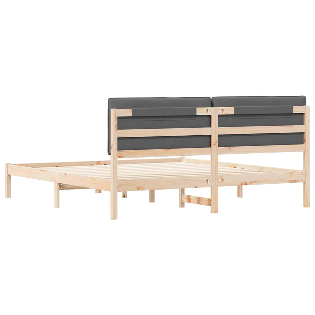 Bettgestell mit gepolstertem Kopfteil Dunkelgrau 180 x 200 cm