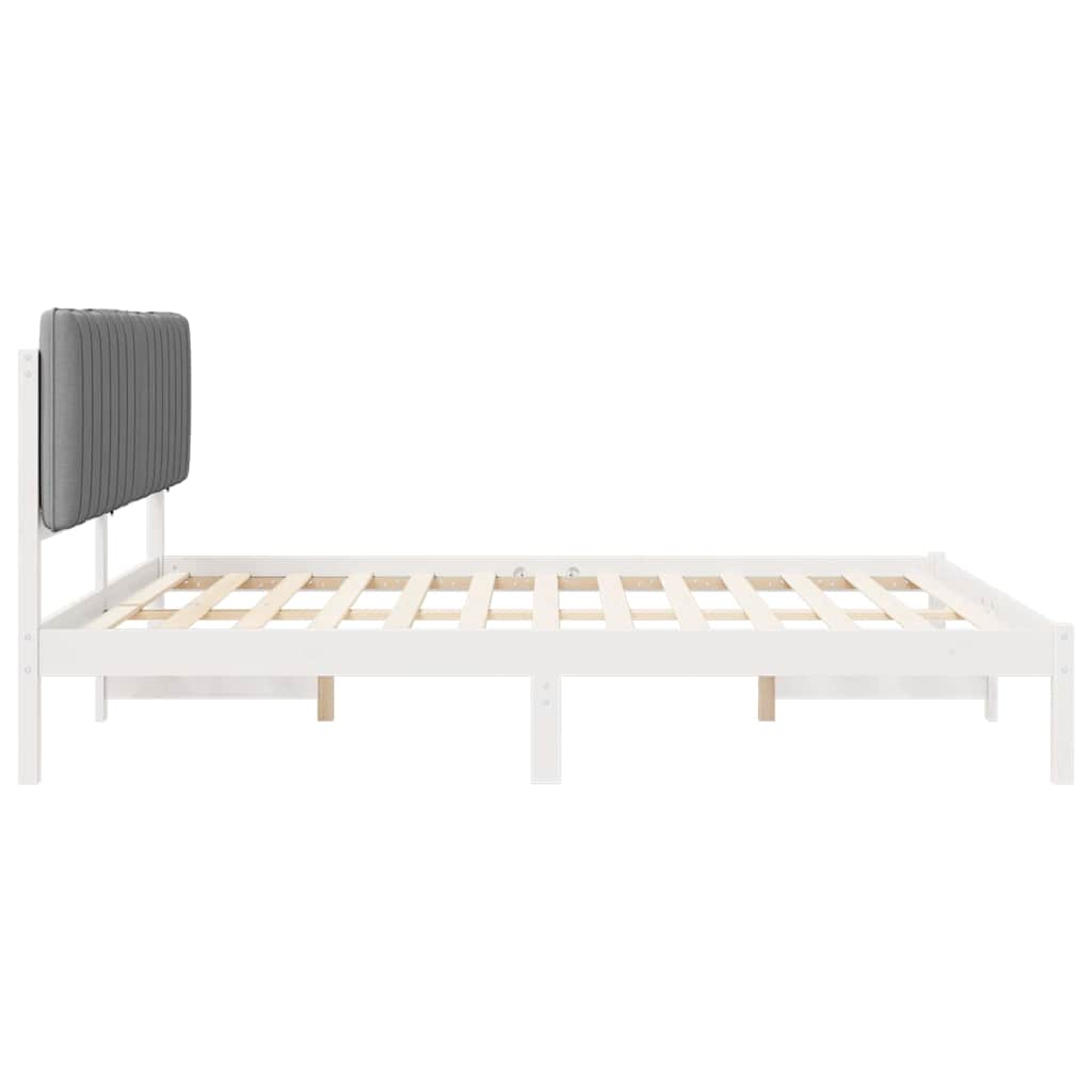 Bettgestell mit gepolstertem Kopfteil Hellgrau 180 x 200 cm