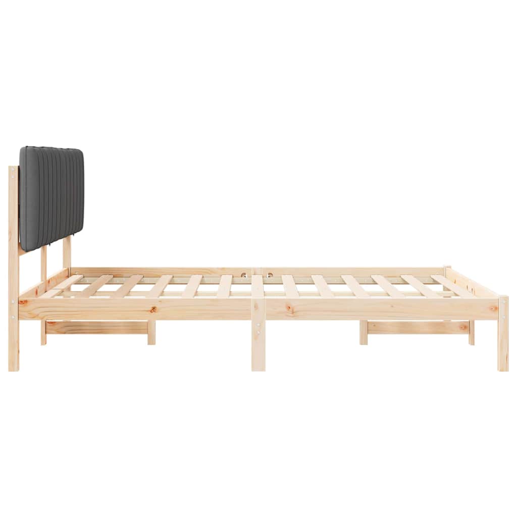 Bettgestell mit gepolstertem Kopfteil Dunkelgrau 160 x 200 cm