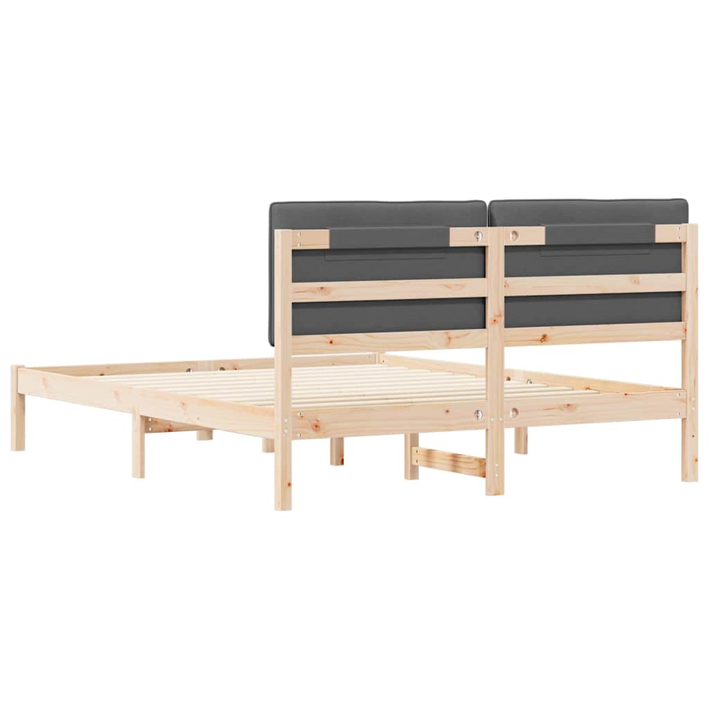 Bettgestell mit gepolstertem Kopfteil Dunkelgrau 150 x 200 cm