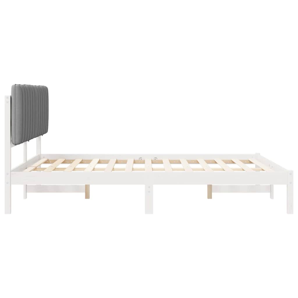 Bettgestell mit gepolstertem Kopfteil Hellgrau 150 x 200 cm
