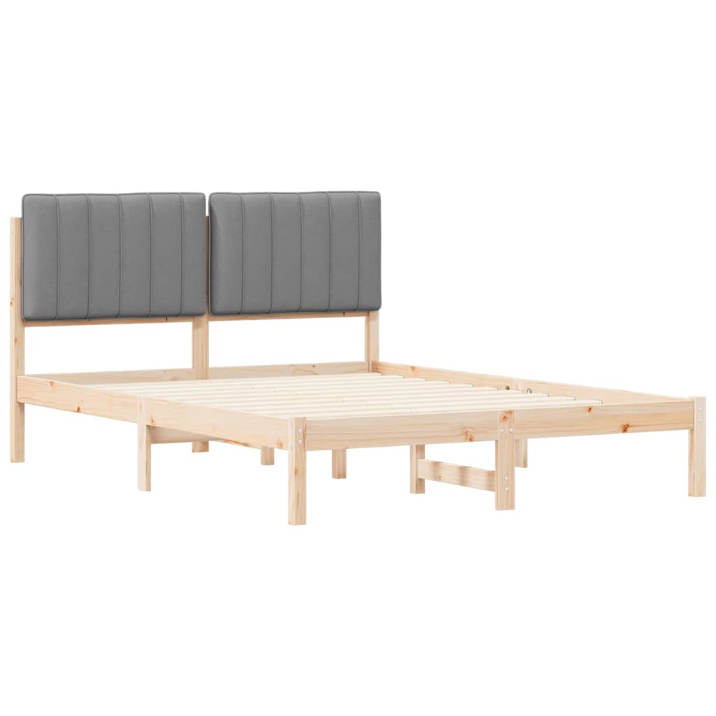 Bettgestell mit gepolstertem Kopfteil Hellgrau 140 x 200 cm