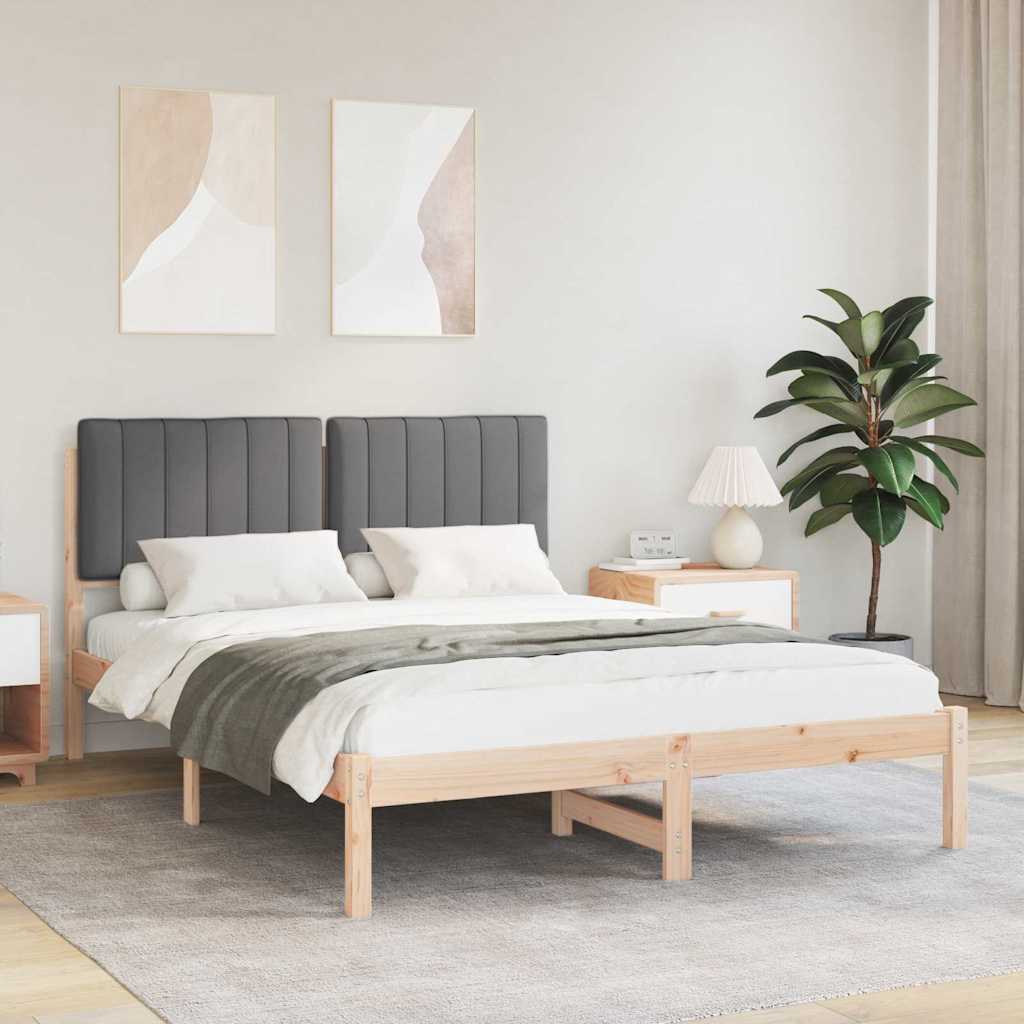 Bettgestell mit gepolstertem Kopfteil Dunkelgrau 140 x 200 cm