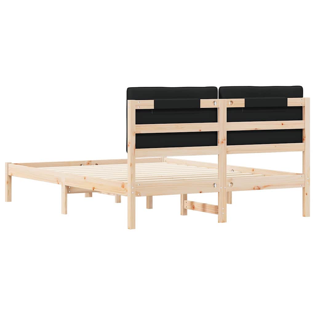 Bettgestell mit gepolstertem Kopfteil Schwarz 140 x 200 cm