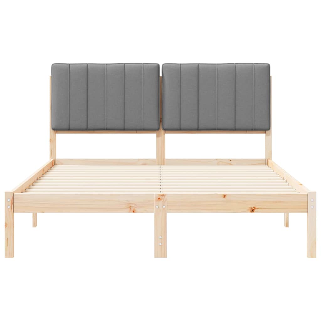 Bettgestell mit gepolstertem Kopfteil Hellgrau 140 x 190 cm