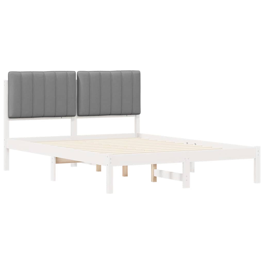 Bettgestell mit gepolstertem Kopfteil Hellgrau 140 x 190 cm