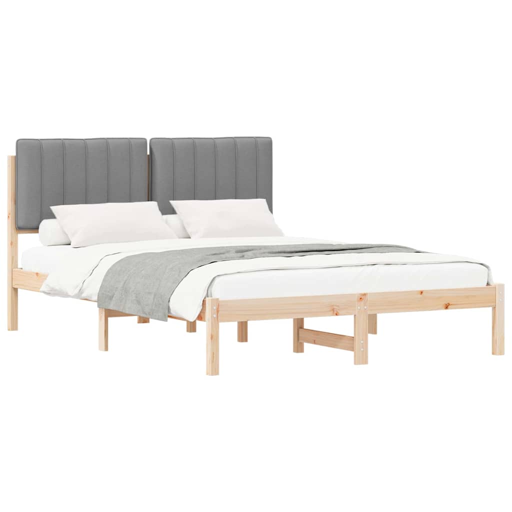 Bettgestell mit gepolstertem Kopfteil Hellgrau 135 x 190 cm