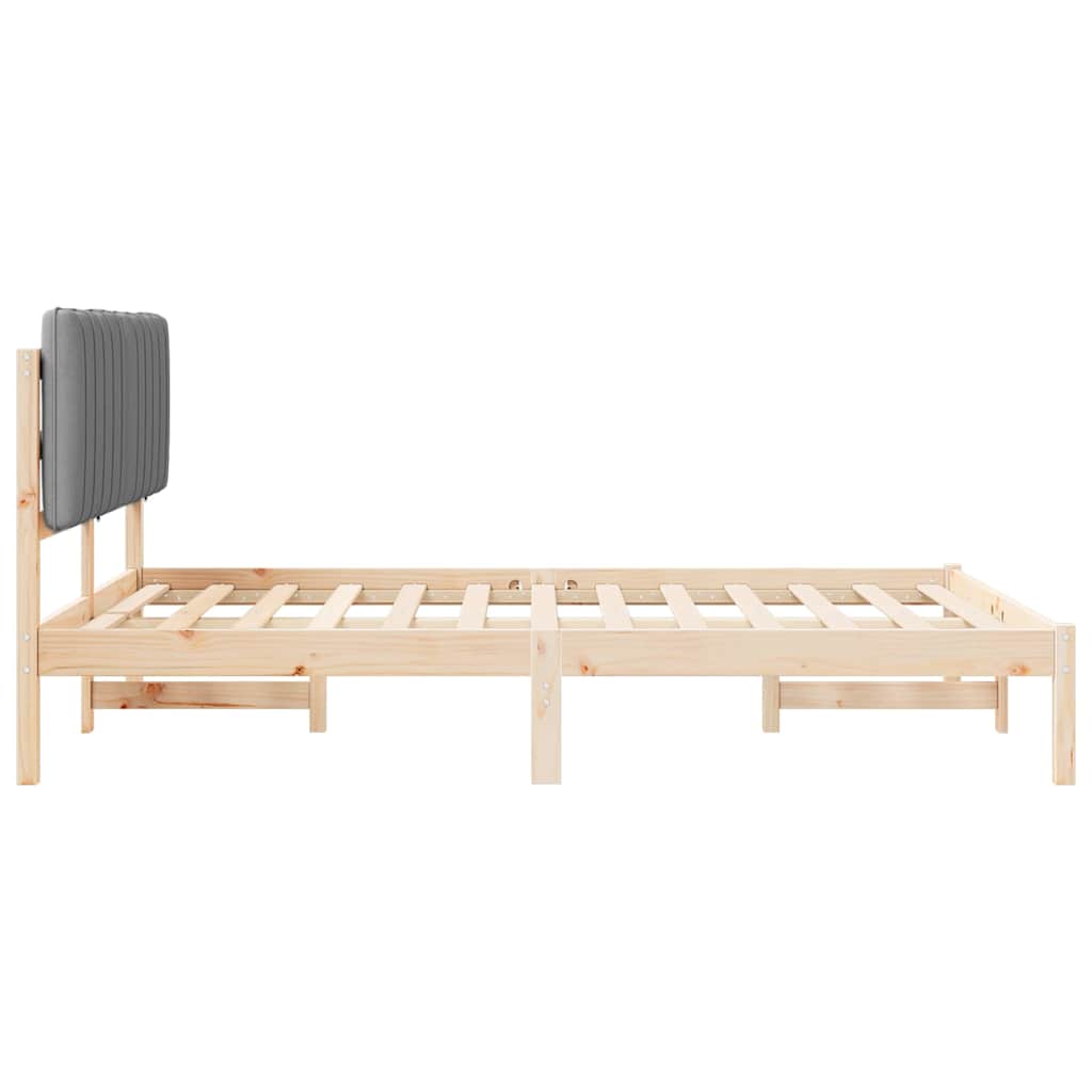 Bettgestell mit gepolstertem Kopfteil Hellgrau 135 x 190 cm