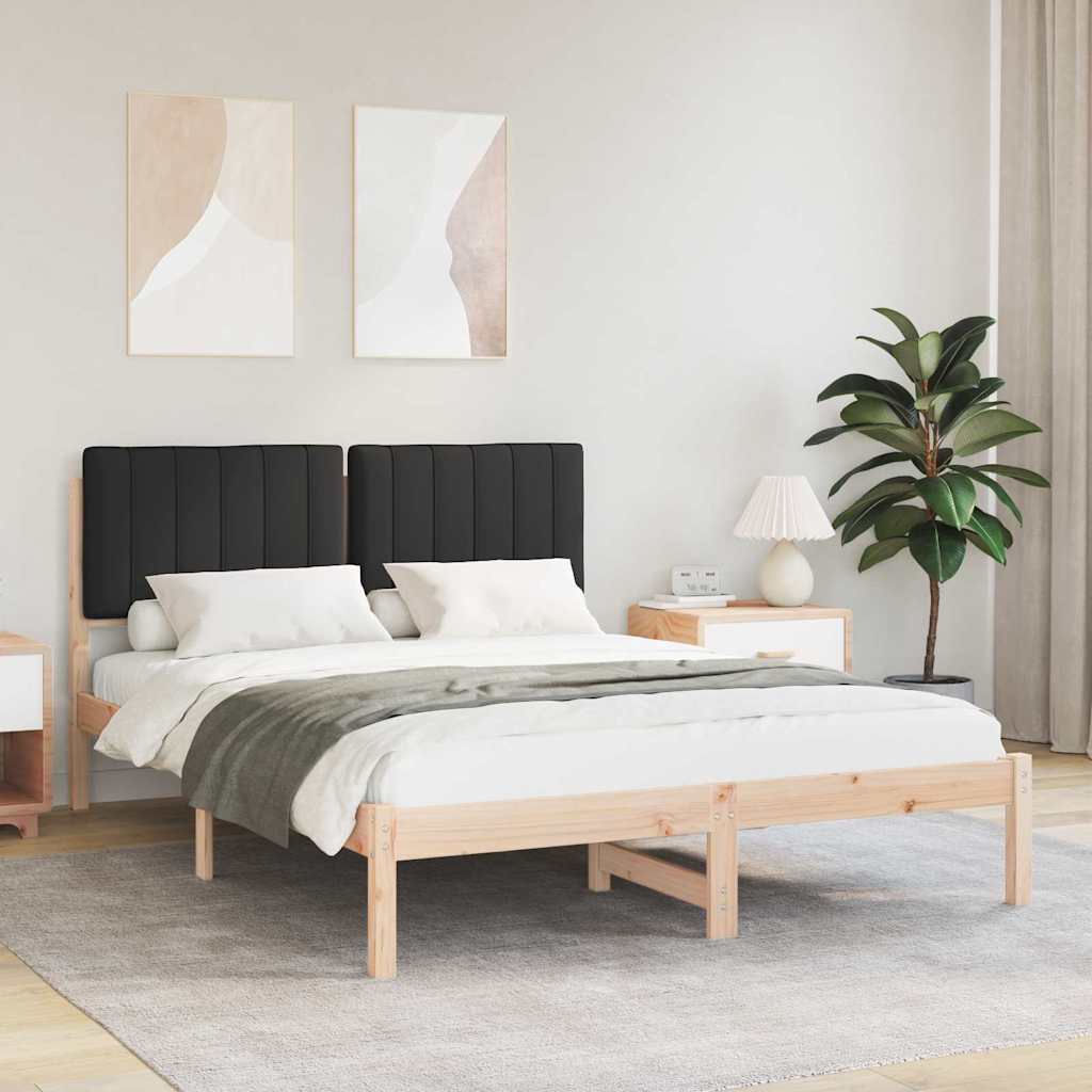 Bettgestell mit gepolstertem Kopfteil Schwarz 135 x 190 cm
