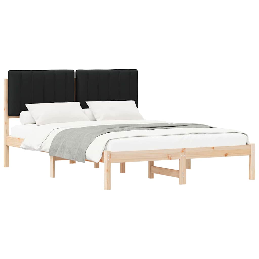 Bettgestell mit gepolstertem Kopfteil Schwarz 135 x 190 cm