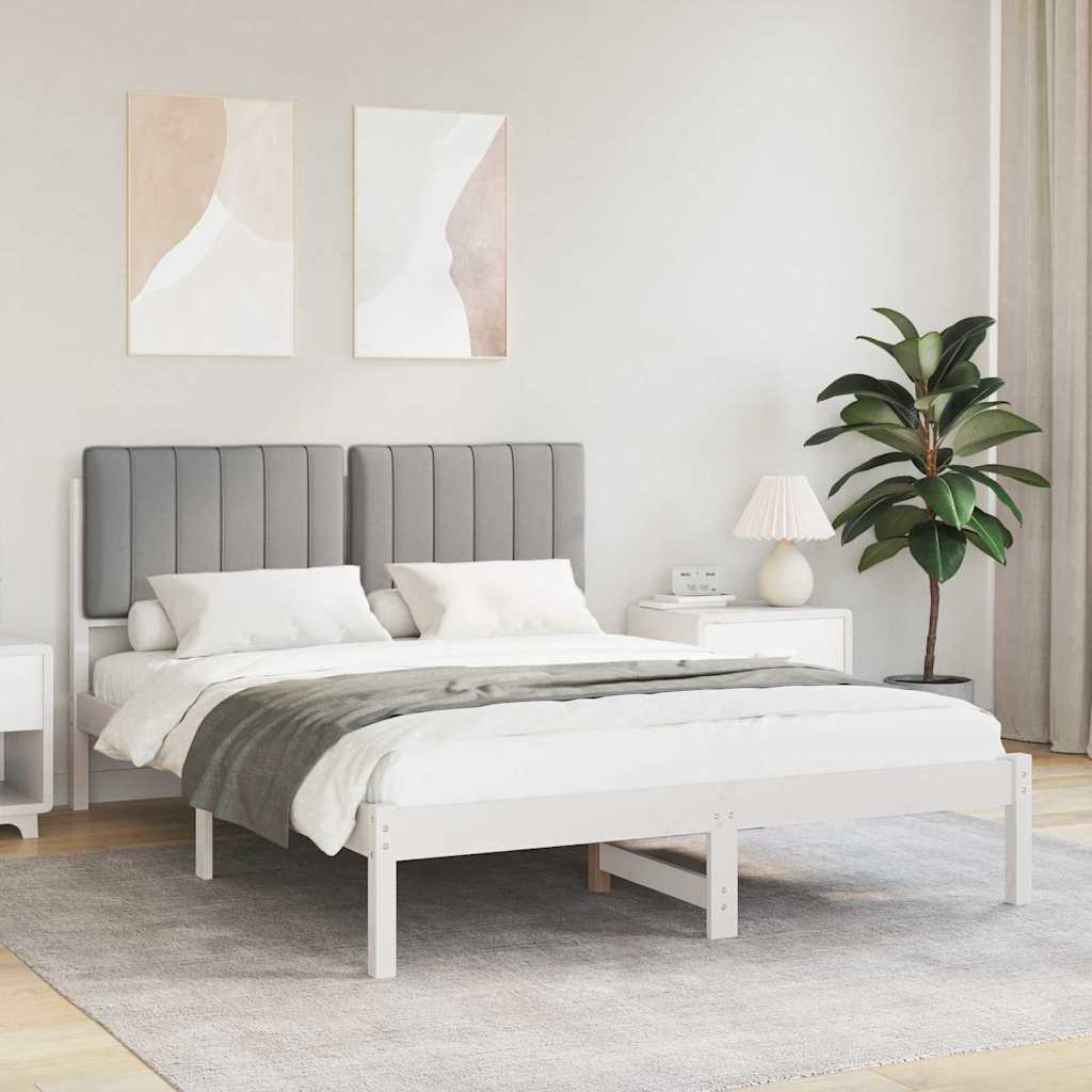 Bettgestell mit gepolstertem Kopfteil Hellgrau 135 x 190 cm