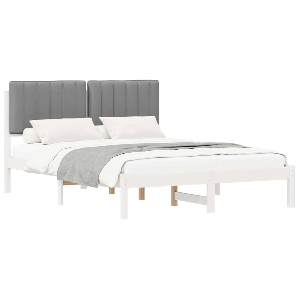 Bettgestell mit gepolstertem Kopfteil Hellgrau 135 x 190 cm