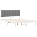 Bettgestell mit gepolstertem Kopfteil Hellgrau 135 x 190 cm