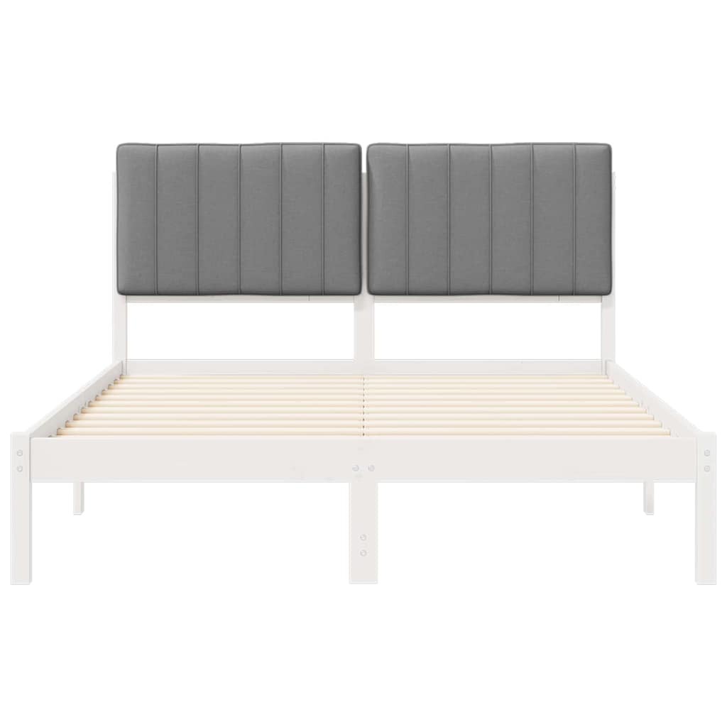 Bettgestell mit gepolstertem Kopfteil Hellgrau 135 x 190 cm