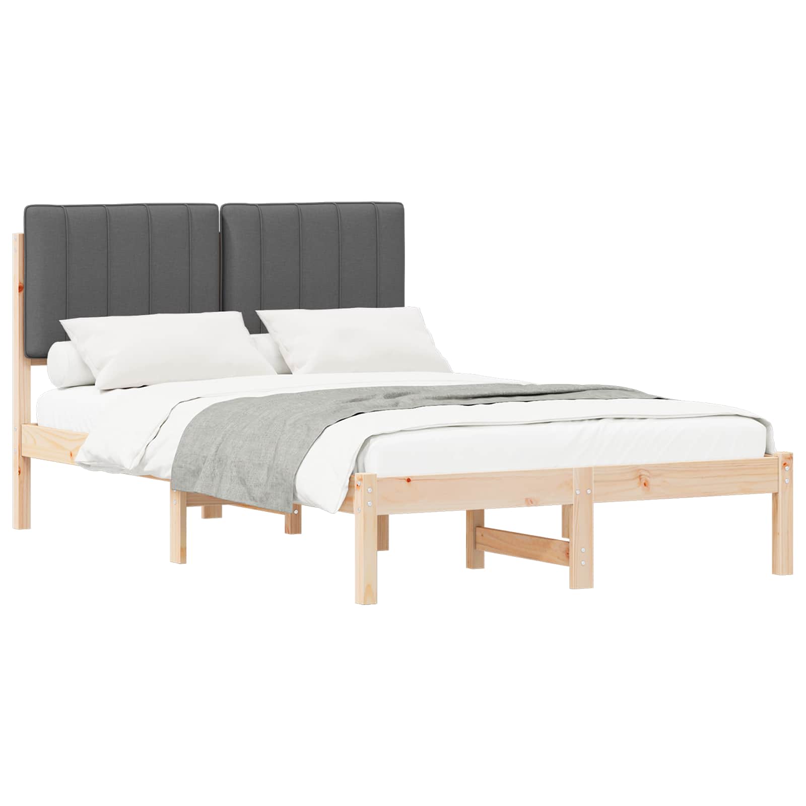 Bettgestell mit gepolstertem Kopfteil Dunkelgrau 120 x 190 cm