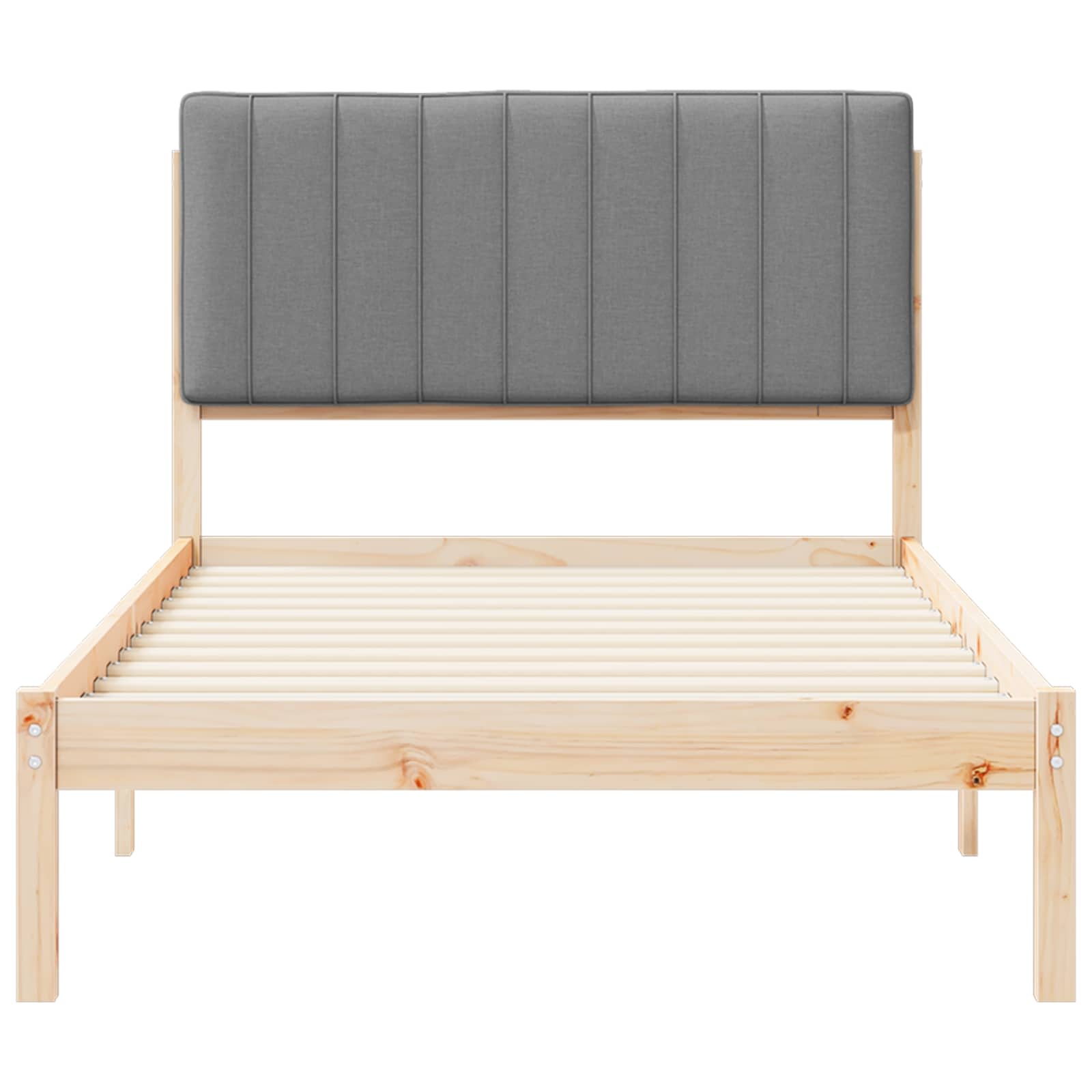 Bettgestell mit gepolstertem Kopfteil Hellgrau 100 x 200 cm