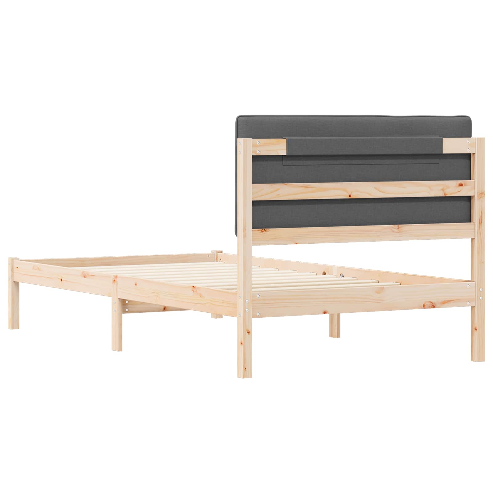 Bettgestell mit gepolstertem Kopfteil Dunkelgrau 100 x 200 cm