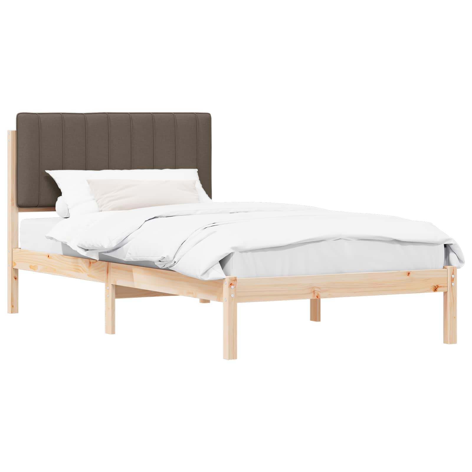 Bettgestell mit gepolstertem Kopfteil Taupe 100 x 200 cm