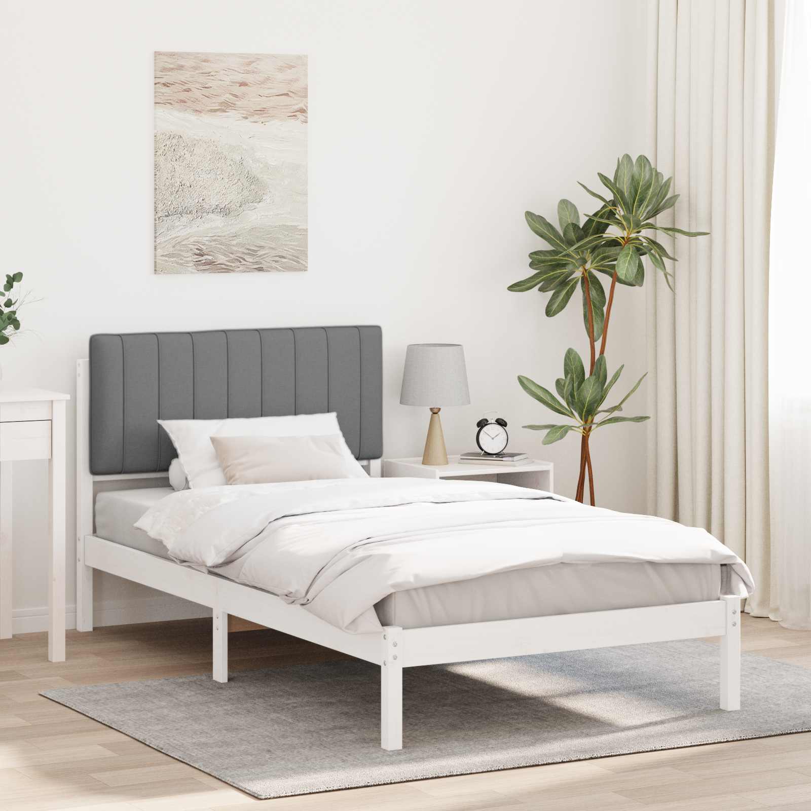 Bettgestell mit gepolstertem Kopfteil Hellgrau 100 x 200 cm