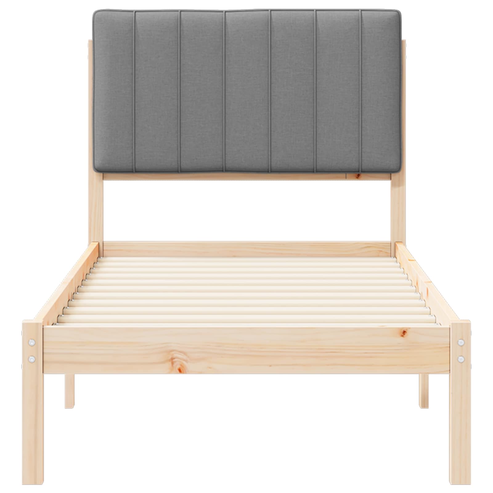 Bettgestell mit gepolstertem Kopfteil Hellgrau 80 x 200 cm