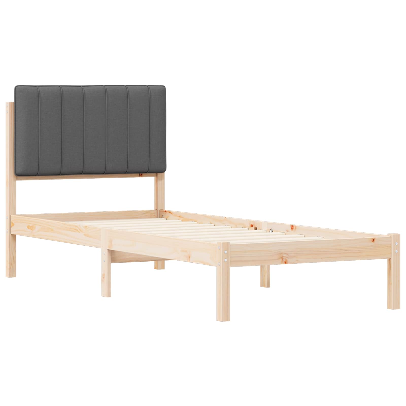 Bettgestell mit gepolstertem Kopfteil Dunkelgrau 80 x 200 cm