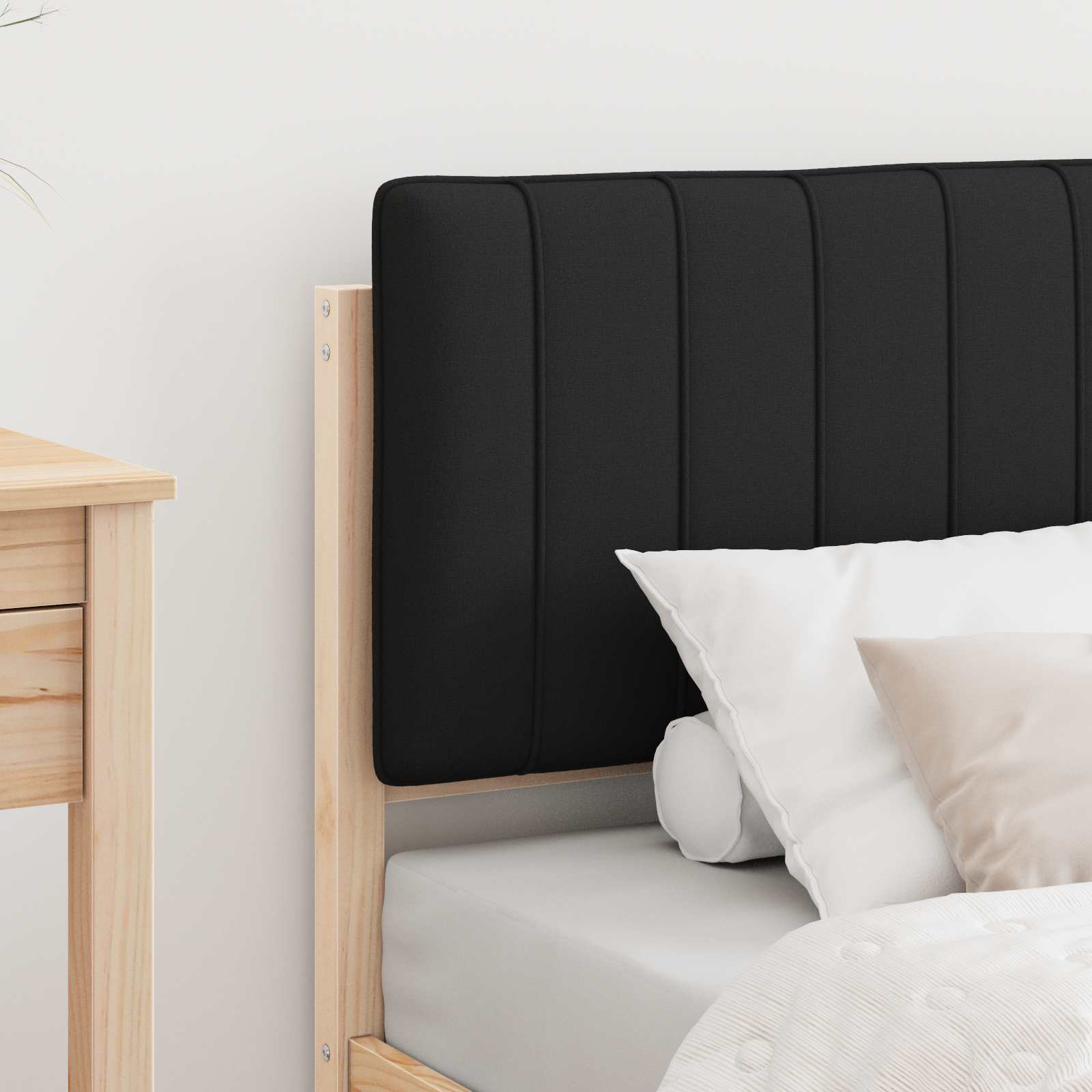 Bettgestell mit gepolstertem Kopfteil Schwarz 80 x 200 cm