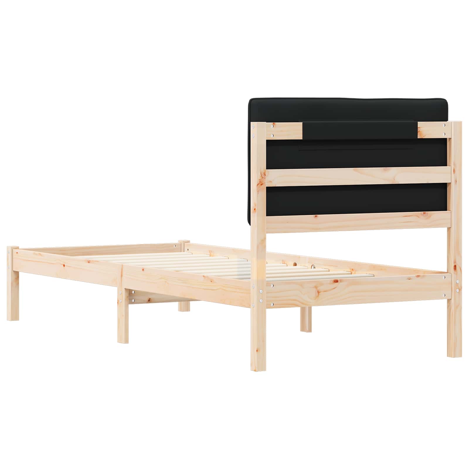 Bettgestell mit gepolstertem Kopfteil Schwarz 80 x 200 cm