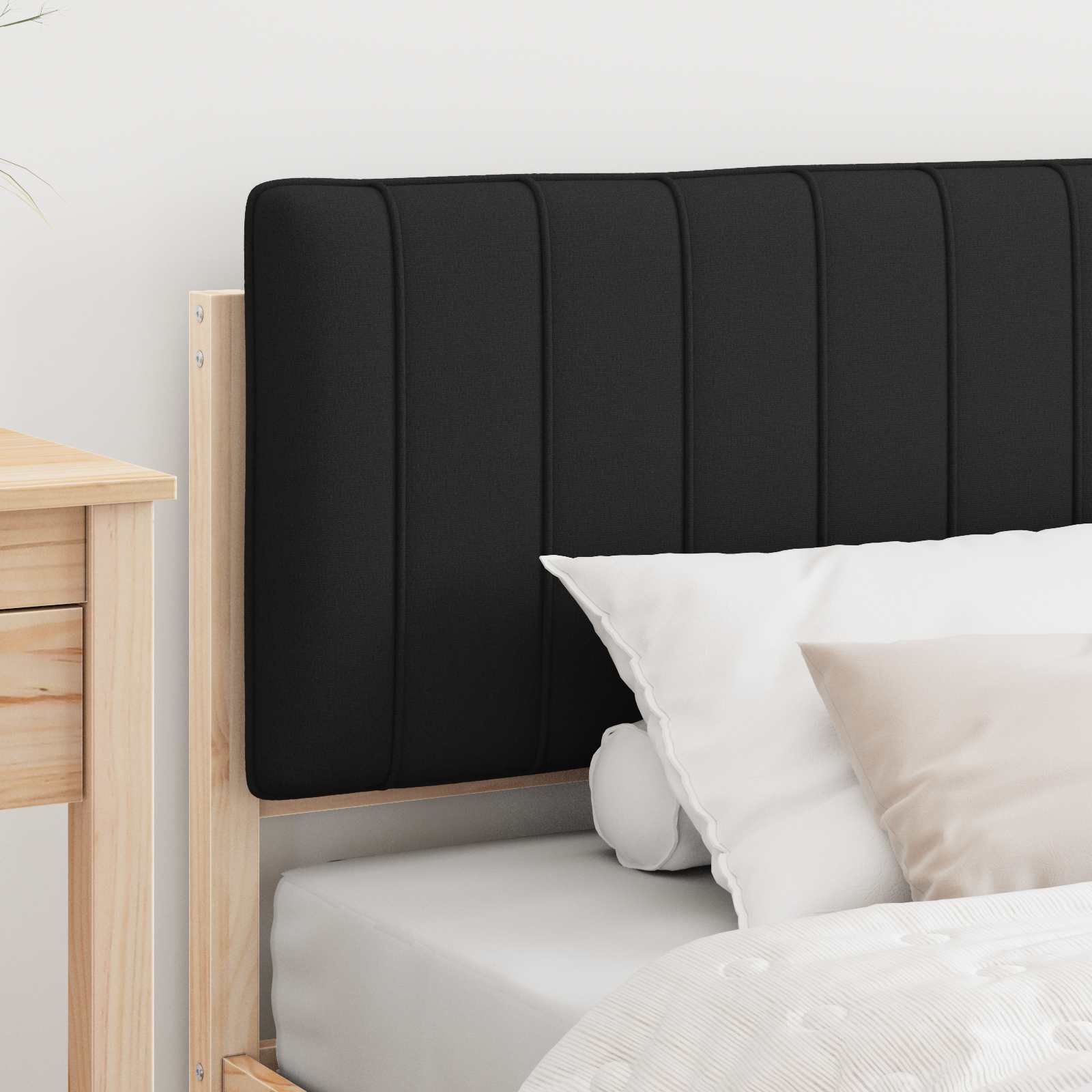 Bettgestell mit gepolstertem Kopfteil Schwarz 90 x 190 cm