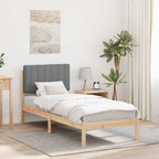 Bettgestell mit gepolstertem Kopfteil Hellgrau 75 x 190 cm