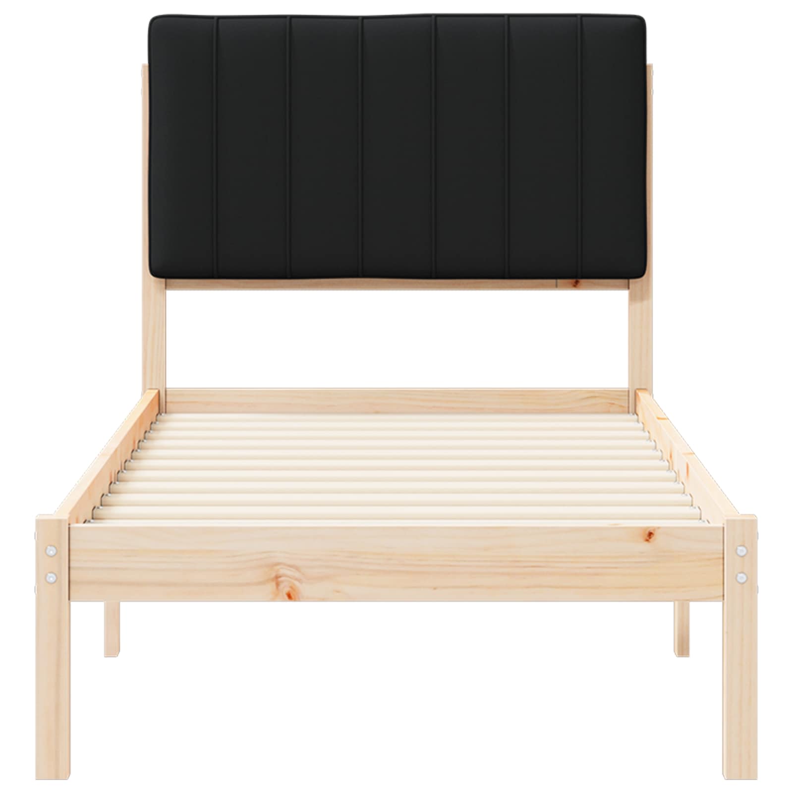 Bettgestell mit gepolstertem Kopfteil Schwarz 75 x 190 cm