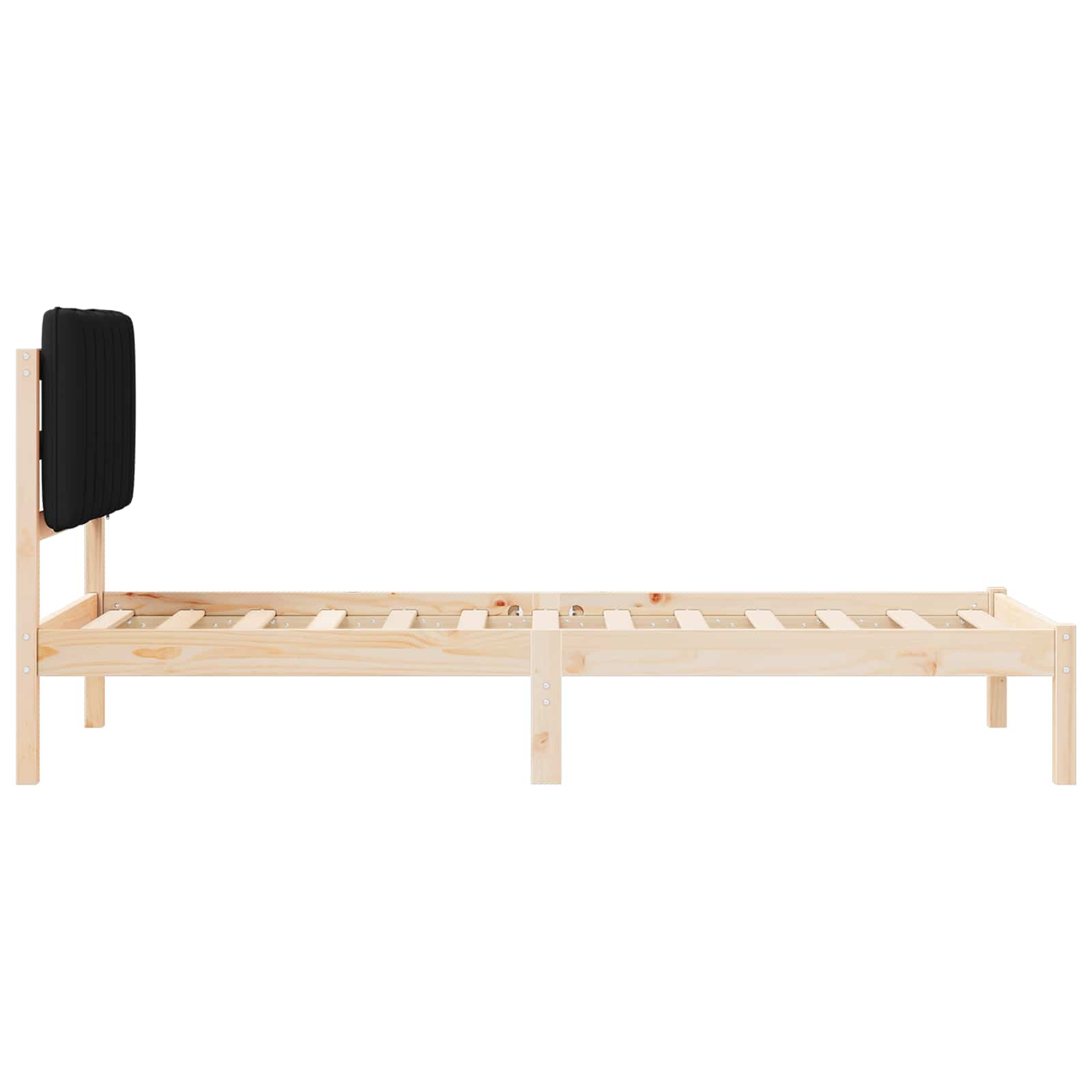 Bettgestell mit gepolstertem Kopfteil Schwarz 75 x 190 cm