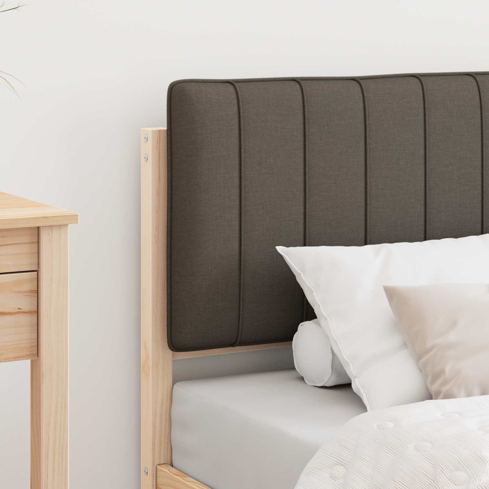 Bettgestell mit gepolstertem Kopfteil Taupe 75 x 190 cm