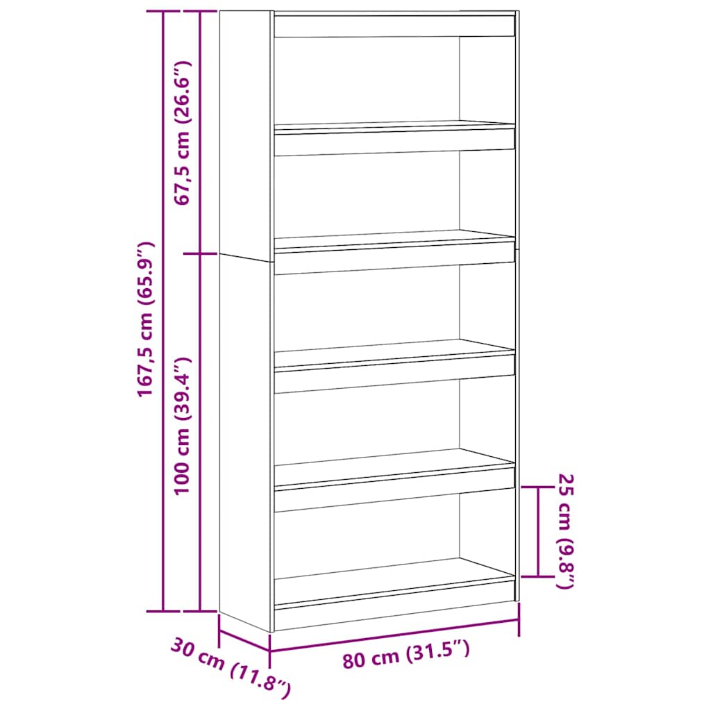 Bücherregal Wachsbraun 80 x 30 x 167,5 cm Massives Kiefernholz