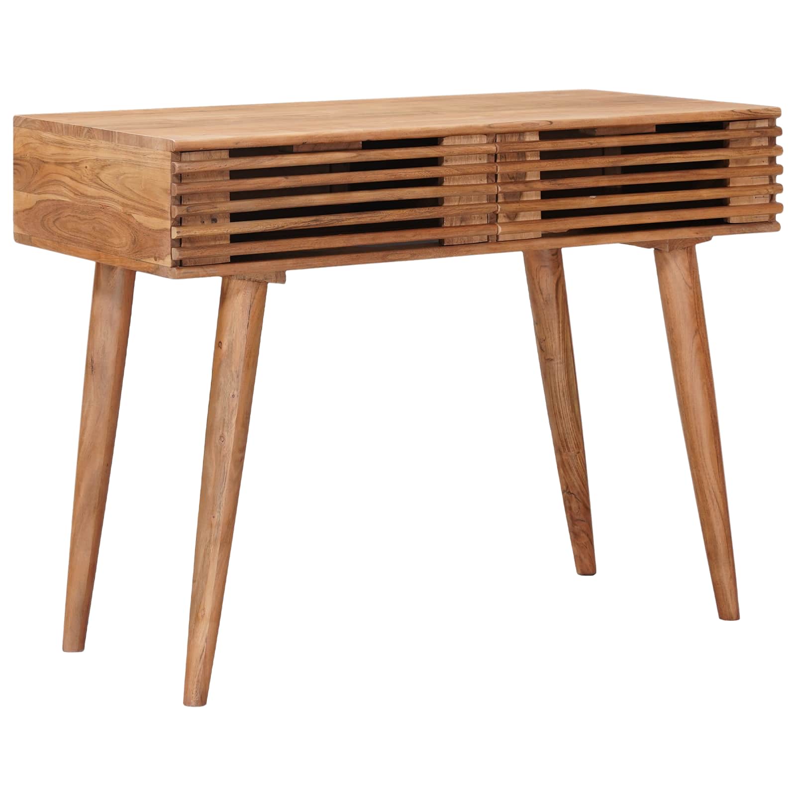 Handgemachter Schreibtisch Teakbraun Massivholz Akazie